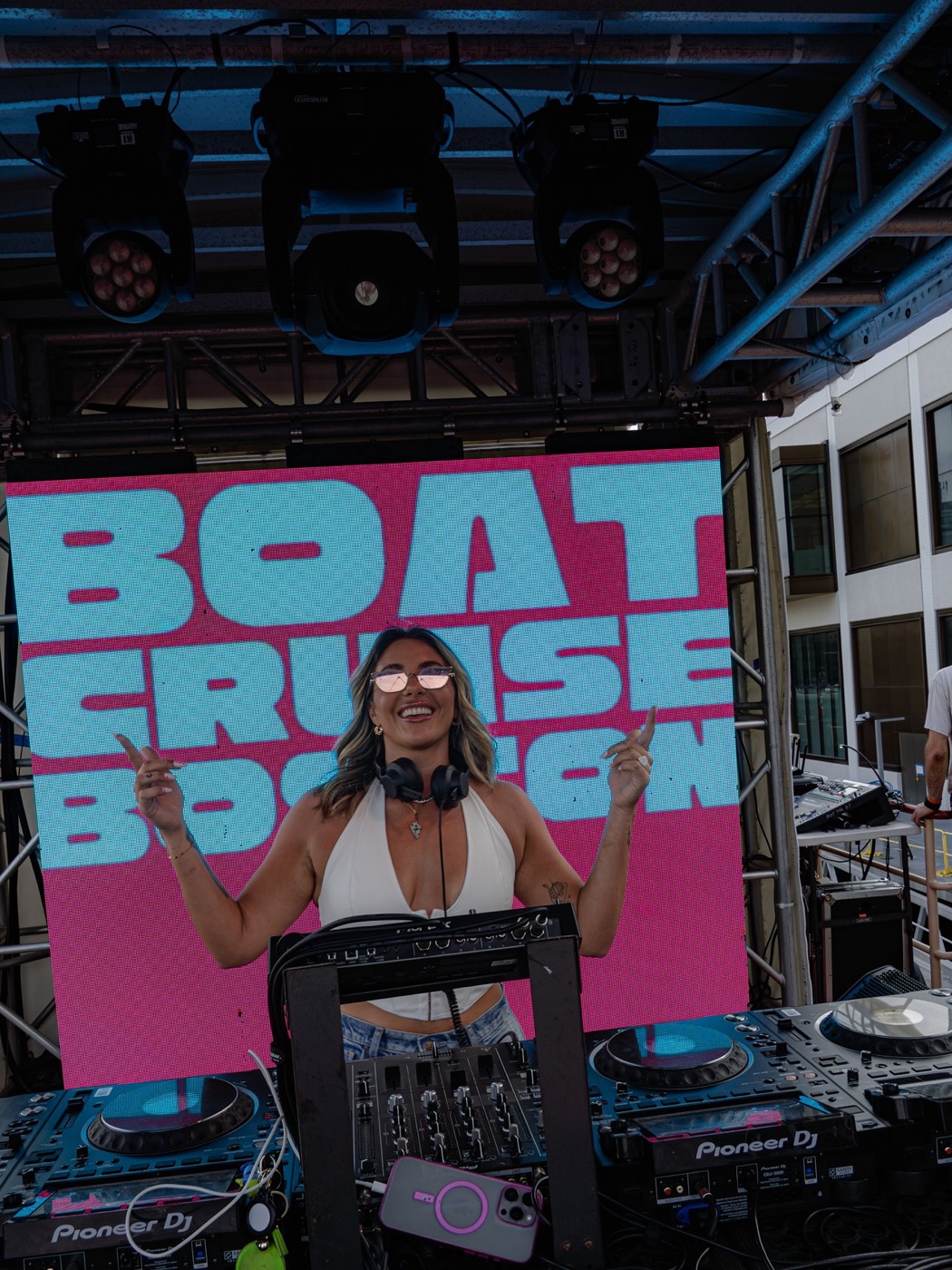 Lyndsay playing the main deck, Boat Cruise Boston